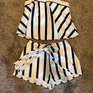 Black and White stripe two piece set